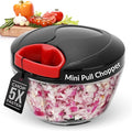 Manual Pull Mini Chopper 400ml – Handheld Vegetable Chopper for Onion, Garlic, Nuts, Herbs & Salad Prep – Compact Food Processor with Sharp Stainless Steel Blades, BPA-Free & Easy to Clean