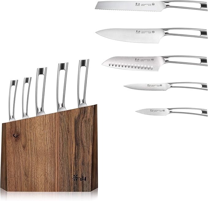Cangshan TN1 Series 1024838 Swedish 14C28N Steel Forged 6-Piece Knife Block Set, Walnut