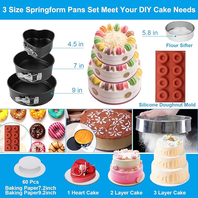 Cake Decorating Kit, 730 Pcs Cake Pop Kit Cake Decorating Supplies with Cake Carrier Holder Springform Pan Sets Toolbox Organizer Turntable Piping Bags Tips Chocolate Molds for Beginner Professional
