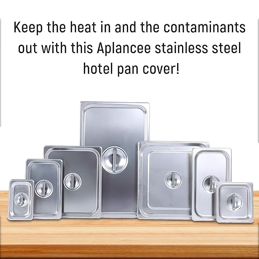 Hotel Pan Lids 6 Pack– Fits 1/4 Size Stainless Steel Steam Table Pans, Anti-Jam Food Pan Cover for Catering, Buffet Use, Kitchen Prep, Dishwasher Safe