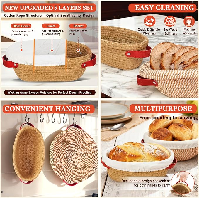Sourdough Starter Kit, Sourdough Bread Baking Supplies, Sourdough Kit Home and Kitchen, Sourdough Bread Basket, Sourdough Starter Jar,Sour Dough Kit Tools,Bread Proofing Basket, Sourdough Jar