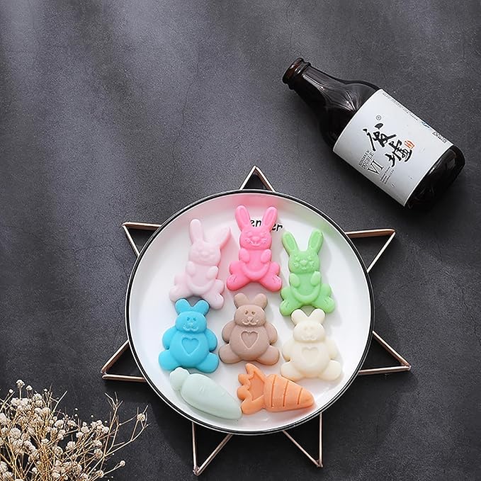 2 Pcs Easter Silicone Molds, 8- Cavity Non-Stick Bunny Carrot Baking Molds, Chocolate Cake Molds, for Making Candy, Soap, Ice Cube, Pudding, Jelly, Soap, Cake Topper Decoration