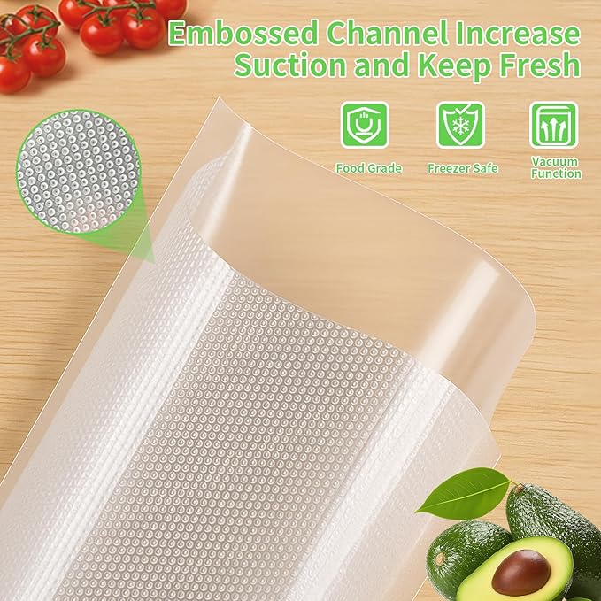 MakMeFre 8Pack 8"x16.5'(4Rolls) and 11"x16.5'(4Rolls) Vacuum Sealer Bags Rolls with BPA Free,Heavy Duty Vacuum Sealer Storage Bags Rolls,Cut to Size Roll,Great for Sous Vide Cooking