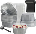 Mini Cake Tins with Lids, BAKINGPAK 30PCS 10OZ Mini Cake Pans with Lids Mini Aluminum Pans with Lids Mini Disposable Cake Pans with Lids Mini Square Cake Pans with Lids for Holiday Party, Ash