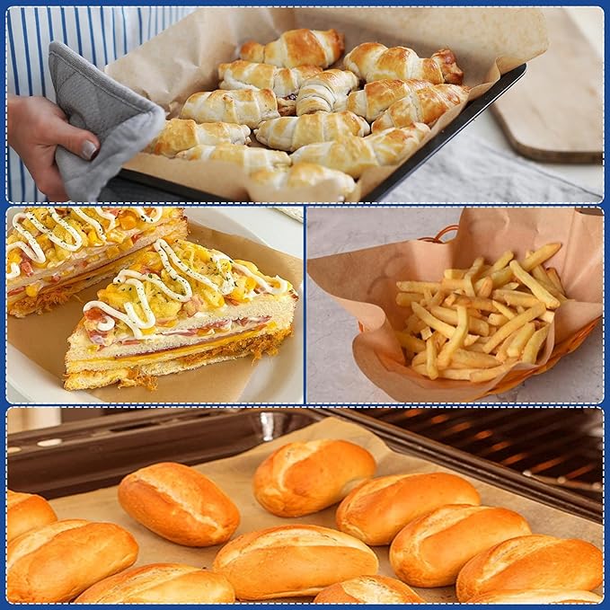 Parchment Paper Sheets for Baking 9-13 IN Precut Non-Stick Parchment Paper Unbleached Baking Sheet Paper for Air Fryer,Baking,Grilling,Steaming,Oven Suitable For Bread Cake Cookies 200pcs