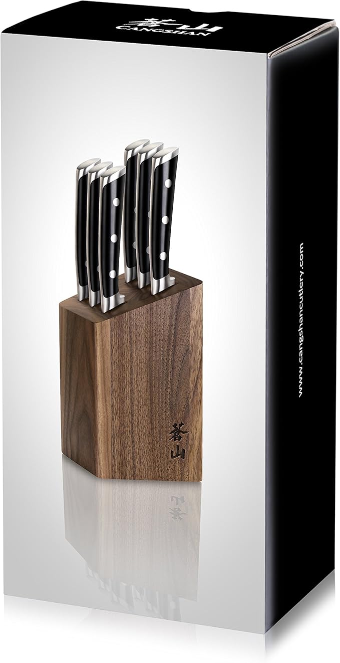 Cangshan TS Series 1022261 Swedish 14C28N Steel Forged 6-Piece Steak Knife Block Set, Walnut