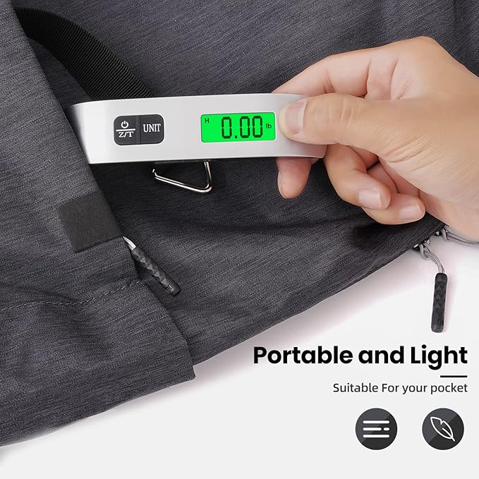BAGAIL Digital Luggage Scale, 110lbs Hanging Baggage Scale with Backlit LCD Display, Portable Suitcase Weighing Scale, Travel Luggage Weight Scale with Hook, Strong Straps for Travelers