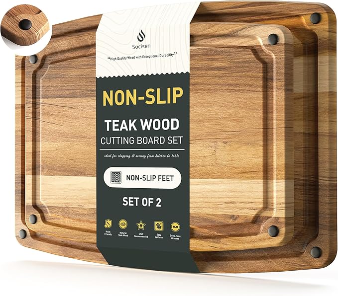 Cutting Board Wood Chopping Board Double Sided Charcuterie Boards Serving Board Kitchen Essential House Warming Hostess Host Gift Serving Tray for Christmas Wedding Birthday Anniversary Khaki Brown