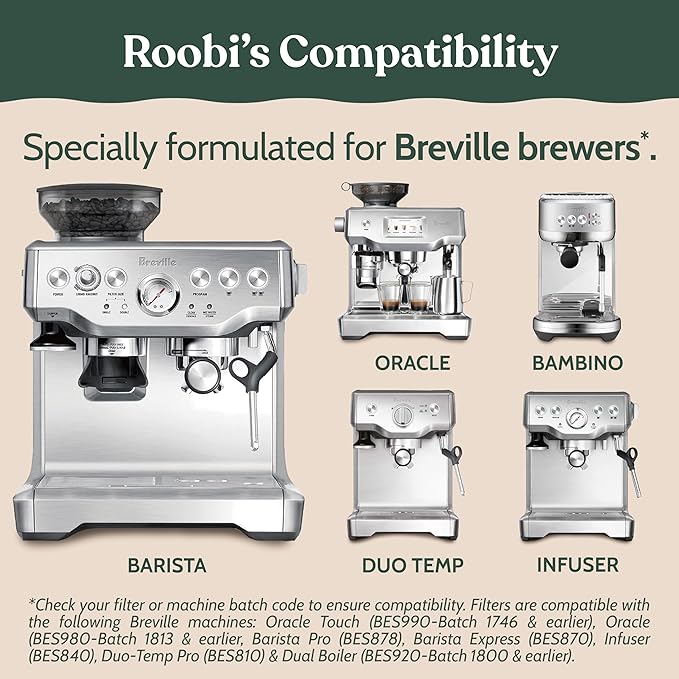 Roobi Breville Compatible Espresso Machine Cleaning & Maintenance Kit. Includes 52 Breville Cleaning Tablets and 6 Water Filters. Carbon Neutral. 1 Year Supply.