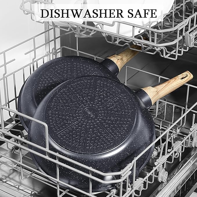 GiPP Ceramic Nonstick Deep Frying Pan Skillet, 12" Saute Pan with Lid, Induction Cookware Non Stick Cooking Pan, PTFE PFOA PFOS APEO Free, Grey