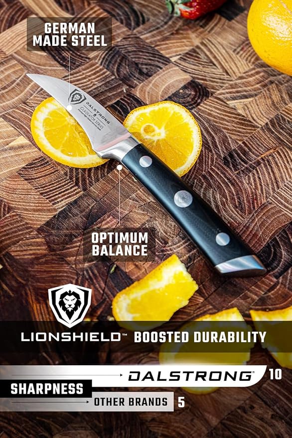 Dalstrong Tourne Peeling Paring Knife - 2.75 inch - Gladiator Series Elite - Forged German High-Carbon Steel - G10 Handle - Kitchen Knife - Sheath Included - NSF Certified