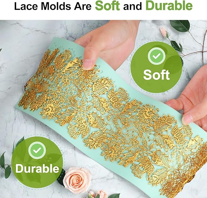 GROWTAIL Lace Molds Silicone,Cake Fondant Embossing Mat,Lace Molds for Cake Decorating Edible Lace