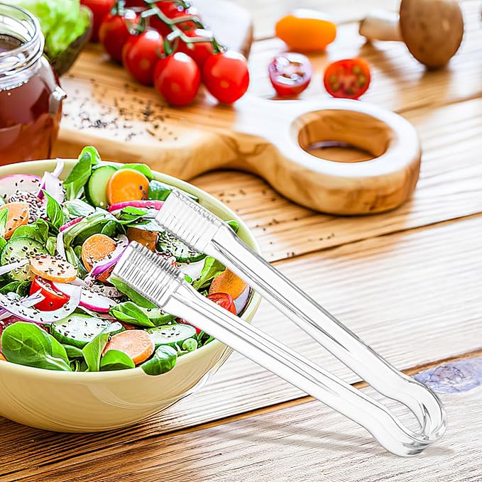 PEASUG 20 PCS Plastic Serving Tongs, Disposable Plastic Tongs, Clear Kitchen Small Serving Utensils for Serving for Party Food Buffet Appetizer Salad Catering Ice, 6.3 Inches