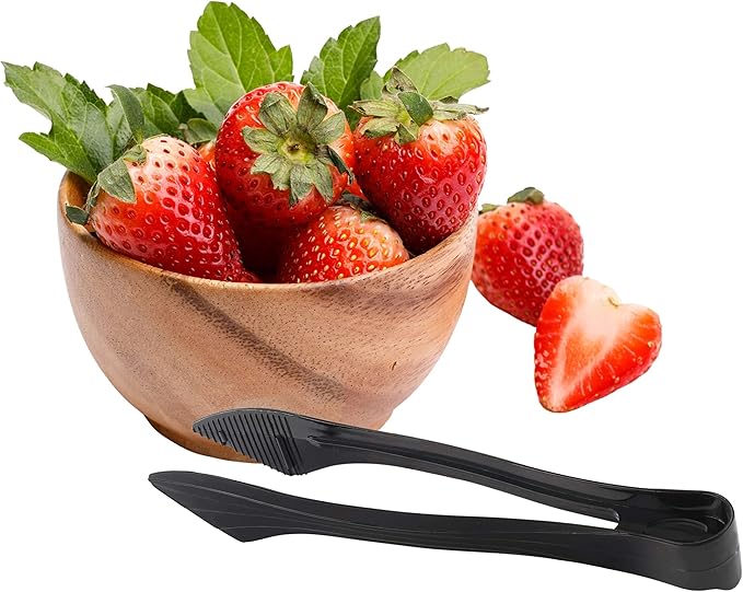 PARTY BARGAINS 8.5 Inches Plastic Serving Tongs, 24 Pack, Premium Quality & Heavy-Duty Black Plastic Tongs for BBQ, Salads, Grilling, Buffets, & Kitchen