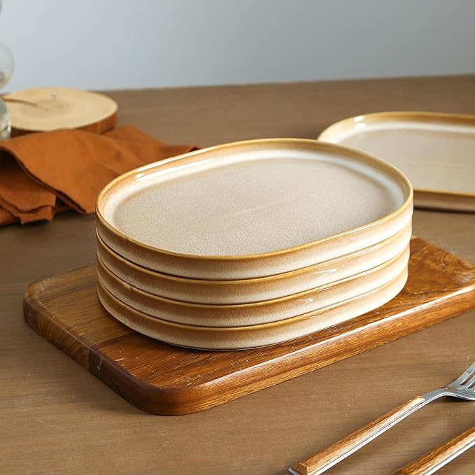 Stone Lain Cairo 12-Piece Dinnerware Set Stoneware, Plates and Bowls Set, Microwave and Dishwasher Safe, Includes Dinner and Salad Plates, Cereal Bowls, Dishes for 4, Sand