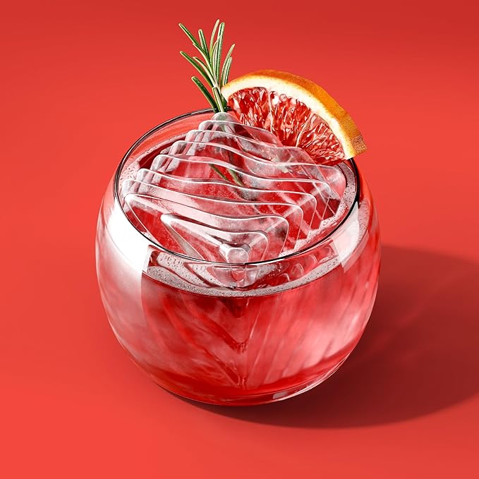 ZOKU Set of 2 Silicone Ice Molds, Luxe, Large Wavy & Faceted Cube Forms for Craft Cocktails, Keeps Drinks Colder Longer with Less Dilution, Easy-Release, BPA-Free
