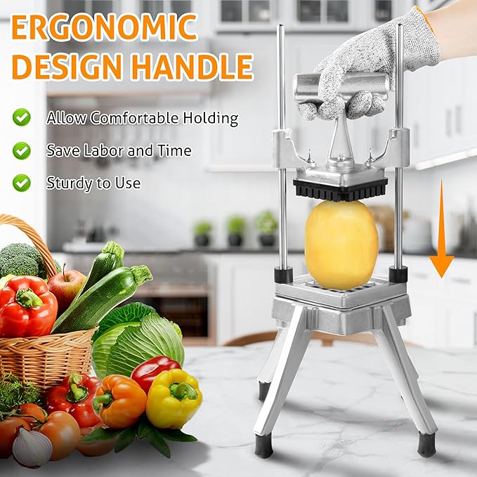 WICHEMI Commercial Chopper Vegetable Cutter Fruit Dicer w/3 Blades Commercial Onion Chopper Dicer Professional Food Dicer Heavy Duty Stainless Steel French Fry Cutter for Home Kitchen Restaurant Use