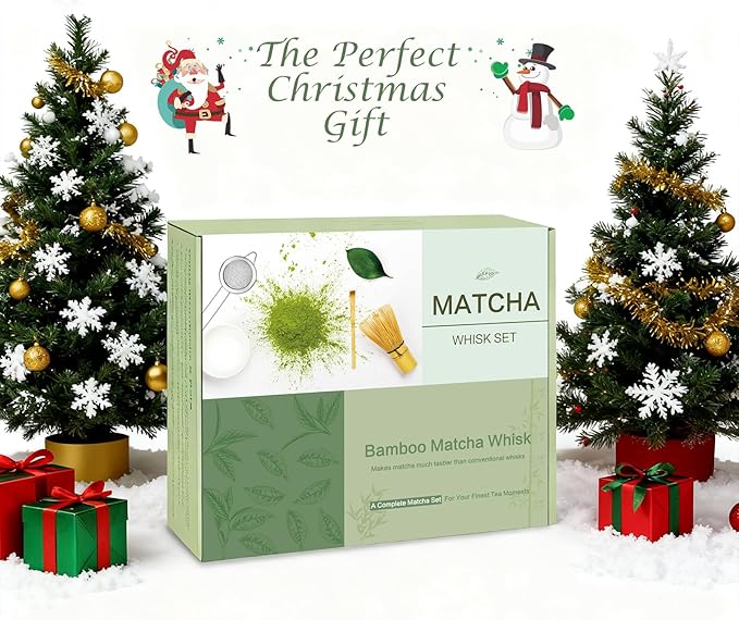 Matcha Whisk Set, Premium Ceramic Bowl with Spout, Bamboo Whisk, Chasen Holder, Sifter, Scoop, Complete Tea Making Kit for Matcha Lovers, Beginner Starter Set for Lump-Free Matcha Green Tea Gift