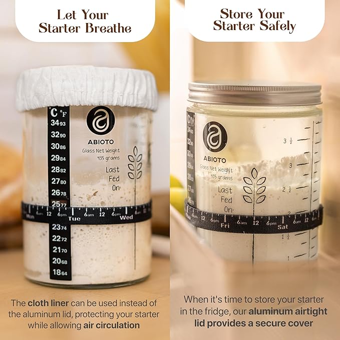 Sourdough Starter Kit with 10" Round & 11" Oval Banneton Proofing Basket and 34oz Starter Jar - Beginner-Friendly Sourdough Bread Baking Supplies and Baking Gifts for Women, Men, and Bread Bakers