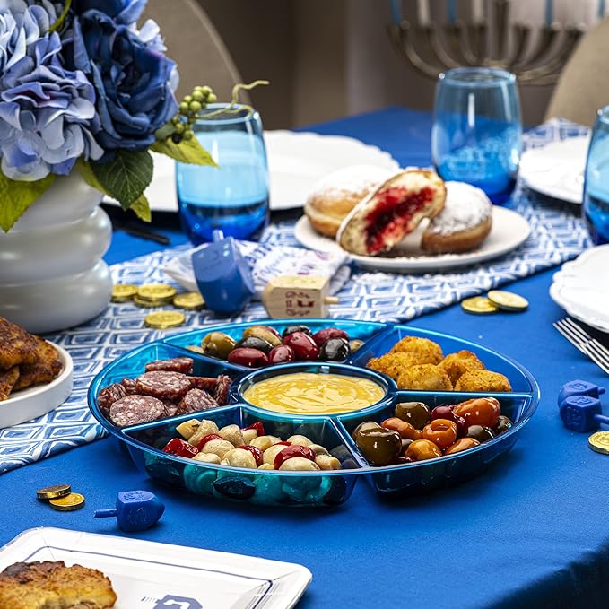 Plasticpro 6 Sectional Round Plastic Serving Tray/Platter (8, Blue)