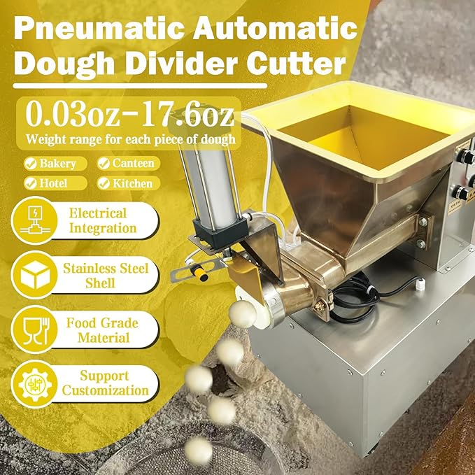 TECHTONGDA Commercial Dough Divider Electric Quantitative Dough Cutter 1-500g Pneumatic Dough Machine Pastry Dough Lump Spacer
