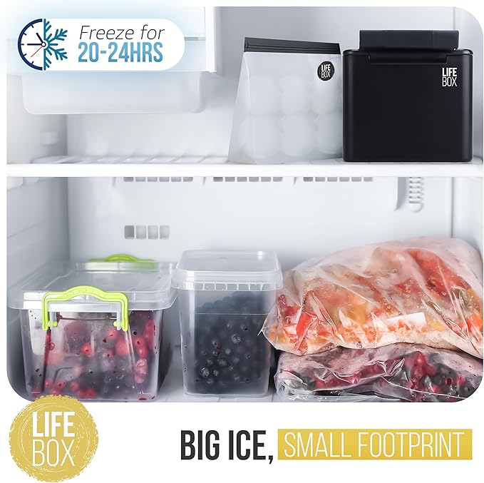 LifeBox 6 Ice Ball Maker Mold - Sphere Ice Mold Makes 6 Crystal Clear Ice Balls - Whiskey Ice Cubes Mold Includes Ice Storage Bag & 4 Whiskey Stones - Round Ice Cube Mold Makes Ice Cube Balls