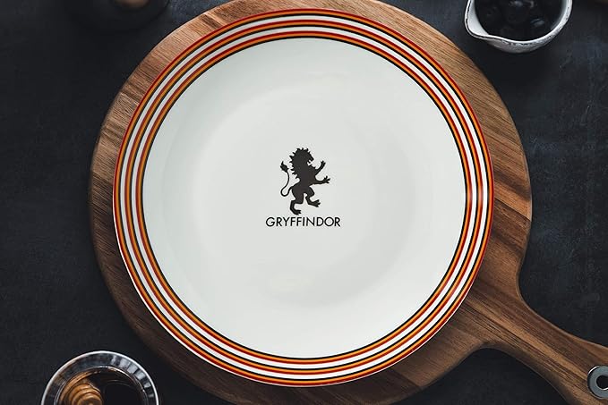Harry Potter Gryffindor Porcelain 16 piece Dinnerware Set for 4 - Includes 4 Dinner Plates, 4 Salad Plates, 4 Bowls and 4 Mugs