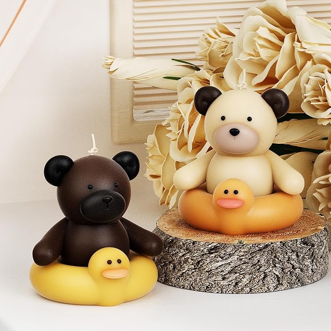 Swimming Bear Candle Swim Animal Resin Casting Resin Making Molds Silicone Mold for Candle Home Decorate Candle Making 3D Animal Mold