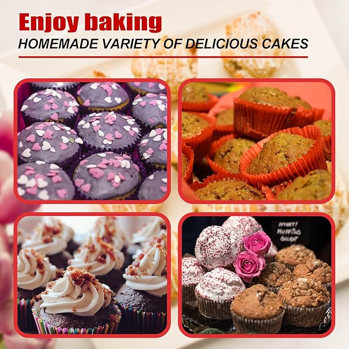 2PCS Thicken-12 Cup Silicone Muffin Pan - Cupcake Baking Pan Great for Making Muffin Cakes, Tart, Bread -Non - Stick Silicone Mold/Dishwasher - Microwave Safe