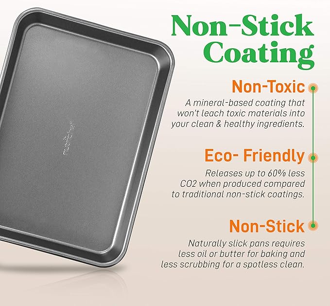 NutriChef 2-Piece Large & Medium Cookie Sheets for Baking - Non Stick Baking Sheet for Cookies, Sheet Cakes & Roasting - Dishwasher Safe - Gray