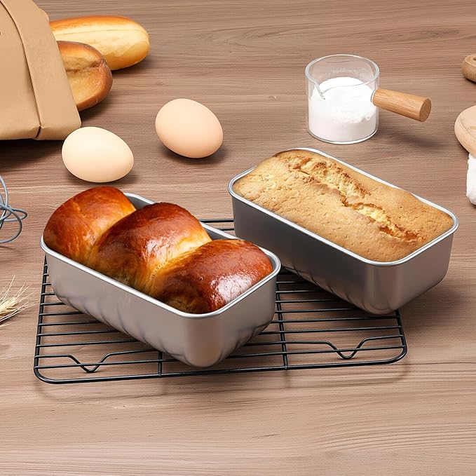 LIANYU 6.3 x 3.5 Inch Mini Loaf Pans for Baking Bread, 10 Pack Stainless Steel Small Bread Loaf Pan Mold for Homemade Meatloaf, Metal Tin Loaf Baking Pan for Banana Sourdough Sandwich, Dishwasher Safe