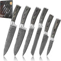 Wakoli EDIS 6-Piece Damascus Chef Knives | Japanese Style Professional Kitchen Knife Set with VG10 Core & Ergonomic Pakkawood Handles in Gift Box