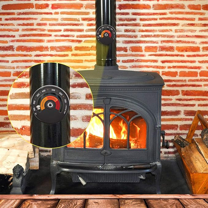 Frienda Wood Stove Thermometer Magnetic, Oven Temperature Meter Stove for Avoiding Chimney Pipe Damaged by Overheat(1 Piece)