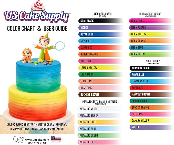U.S. Cake Supply Complete Cake Airbrush Decorating Kit with 12 Vibrant Food Colors - Air Brush for Cake Decoration, Cupcakes, Cookies & Desserts