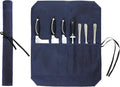 Knife Bag, Heavy Duty 16oz Waxed Canvas 7-Slots Knife Roll Storage Bag, Blue