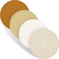 Trivets for Hot Dishes, 4 Pot Holders for Kitchen, Heat Resistant Mats for Countertop, 8 Inch Hot Pads for Hot Pots and Pans, Coaster, Home Essentials, Rustic Farmhouse Decor (Brown)