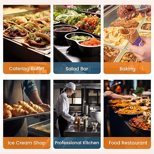 1/4 Hotel Pans 2.5 Inch Deep Stainless Steel Food Pan - Anti-Jam 6 Pack Steam Table Pan Set for Catering, Buffet Use, Kitchen Prep