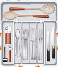 Homecor Kitchen Drawer Organizer, Expandable Silverware Drawer Organizer, Adjustable Utensil Organizer Tray, Cutlery Organizer for Forks, Knives, Kitchen Organizers and Storage, Grey