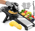 MASTERTOP Mandoline Slicer Adjustable Stainless Steel Food Slicer for Kitchen Vegetable Onion Potato Fruit French Fry Cutter Potato Chip Julienne Slicers with Cut Resistant Gloves