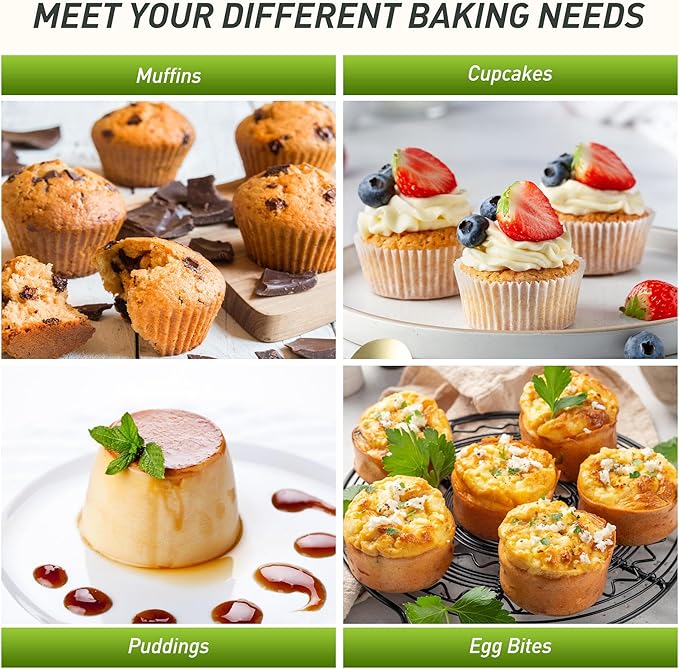 12 Cups Silicone Muffin Pan with Metal Reinforced Frame Regular Size Cupcake Pan Tray Egg Bites Silicone Circle Cookie Molds Muffin Tin Tart Pans Baking Sheet Set for Oven Dishwasher Safe