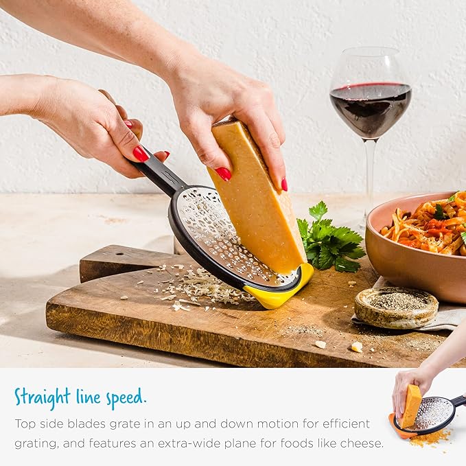 Dreamfarm Ograte Two-Sided Coarse Food & Vegetable Speed-Grater with Non-Slip Bowl Hook & Foot - 6mm Coarse Grater, Orange