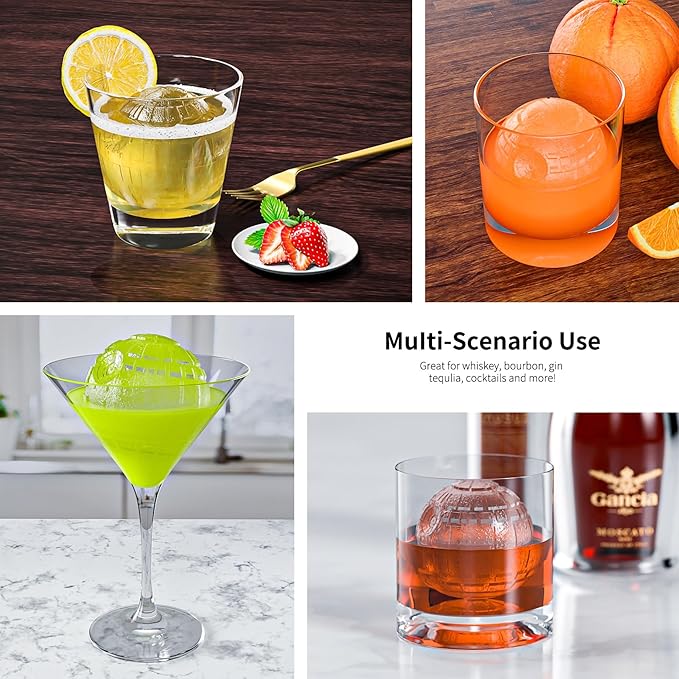Bangp Large Ice Cube Tray for Whiskey,Sphere Ice Cube Molds, Silicone Ice Ball Maker Mold,Fun Shapes Ice Cube Mold for Cocktails, Bourbon,Brandy