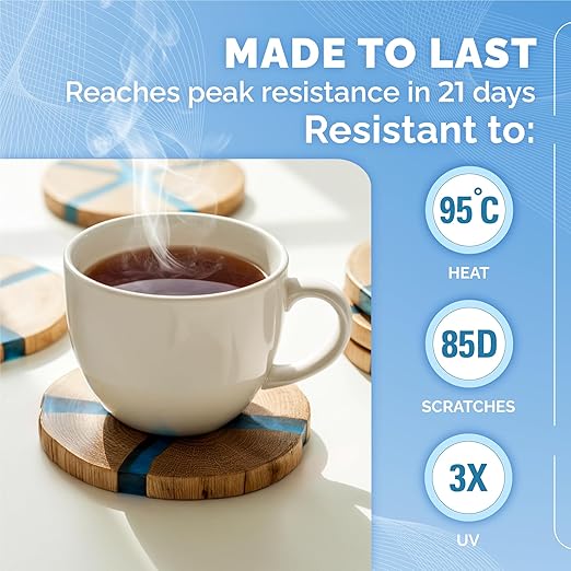 CRAFT RESIN 34 Oz Crystal Clear Epoxy Resin Kit - Food Safe & UV Resistant for DIY Art, Wood, Jewelry Making, Coasters, Molds Casting Resin Epoxy - Low Viscosity, Self Leveling for Beginners & Pros