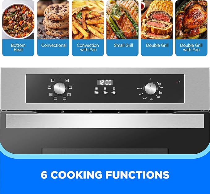 Midea 24" Mechanical Single Wall Oven, 2.5 Cu. Ft.-Capacity, Built-in Oven with 8-in-1 Cooking Modes, Stainless Steel