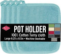 RITZ Terry Potholder & Hot Pad: Unparalleled Heat Resistant, Durable 100% Cotton – Ergonomically Designed for Optimal Grip – Easy-Care Machine Washable – 4-Pack, Dew