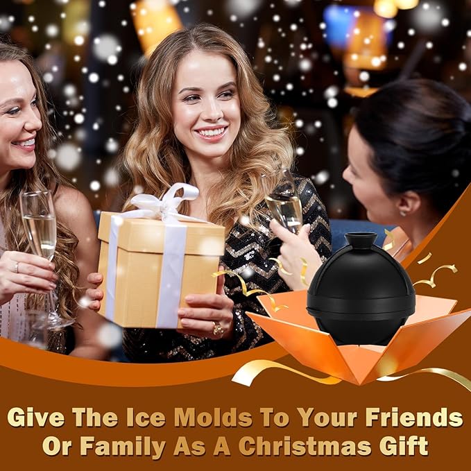 Baseball Ice Cube Mold 2.5 Inch Large Silicone 3D Baseball Ice Cube Molds Fun Shapes Novelty Baseball Cube Molds Christmas Gifts for Cocktails, Bourbon, Brandy, Whiskey (1, Baseball)