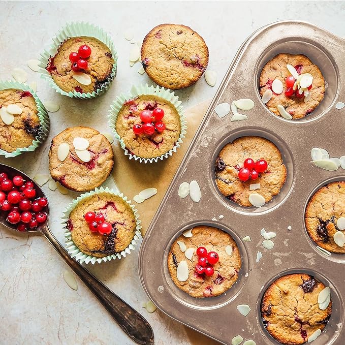 Cupcake Pan Nonstick 2 Pack (Gold, Standard 12 cup)