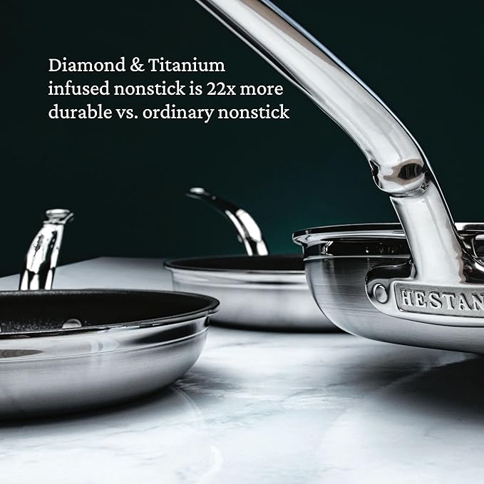 Hestan ProBond Forged TITUM - Professional Clad Stainless Steel, Nonstick, Frying Pan Set (8.5'' & 11''), Induction Compatible, Made without PFOAs