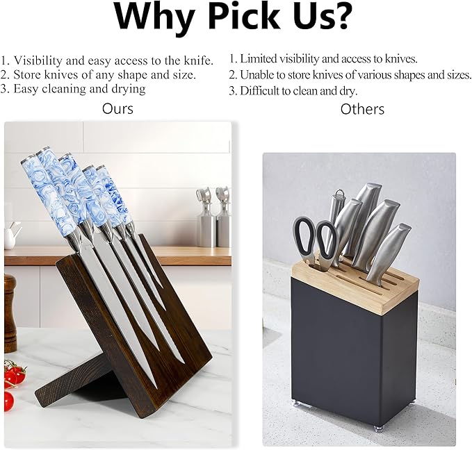 WILDMOK Magnetic Knife Block - Home Kitchen Multifunctional Magnets Knife Holder without Knives, Ash Wood Magnetic Knife Holder for Kitchen Counter - 13.3 x 9.3 Inches