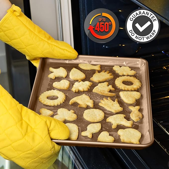 NutriChef 2-Piece Nonstick XL Cookie Sheets for Baking - 22" x 16" Stackable Extra Large Baking Sheet - Carbon Steel Baking Pans, PFOA, PFOS, PTFE Free- NCLGBP28